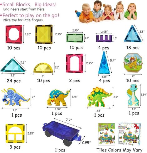 Jasonwell 110PCS Magnetic Tiles Building Blocks Set for Boys Girls Preschool Educational Magnet Construction Kit Stacking STEM Toys Christmas Birthday Gifts for Kids Toddlers 3 4 5 6 7 8 9 + Year Old in Kuwait