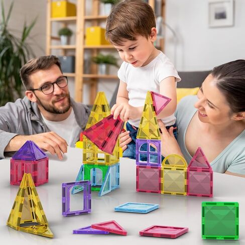 Jasonwell 110PCS Magnetic Tiles Building Blocks Set for Boys Girls Preschool Educational Magnet Construction Kit Stacking STEM Toys Christmas Birthday Gifts for Kids Toddlers 3 4 5 6 7 8 9 + Year Old in Kuwait