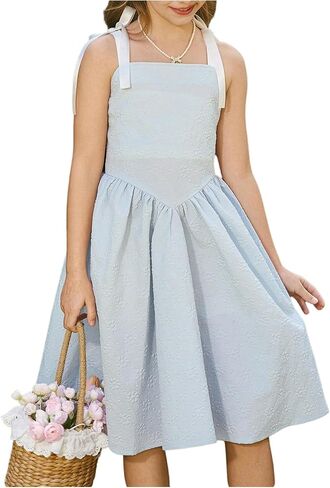 GORGLITTER Girl's Dress Floral Bow Tie Shoulder Dresses Flowy Boho Corset Sundresses in Saudi Arabia