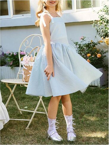 GORGLITTER Girl's Dress Floral Bow Tie Shoulder Dresses Flowy Boho Corset Sundresses in Saudi Arabia