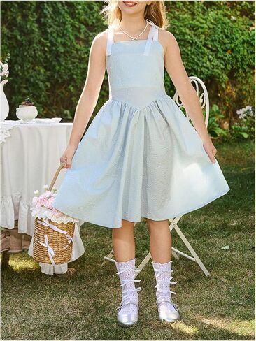 GORGLITTER Girl's Dress Floral Bow Tie Shoulder Dresses Flowy Boho Corset Sundresses in Saudi Arabia
