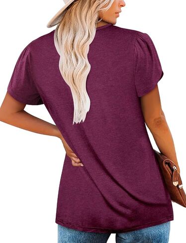KISSMODA Womens Summer Tops Short Sleeve Floral Shirts Ladies V Neck Tunic Tops Loose Fit Tunics in Saudi Arabia