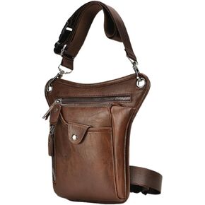 Leather Waist Hip Pack Drop Leg Thigh Bag Pouch Fanny Pack for Men Women Multi-Purpose Motorcycle Bike Outdoor Sports Tactical Cycling Riding Hiking Belt Hip Bum Bag (Brown)