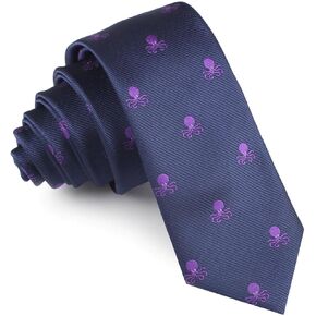 Purple Octopus Skinny Tie Casual Ties for Men - Perfect Neck Tie for Groomsmen Wedding Ties or Formal Occasions - Ideal Gifts for Him