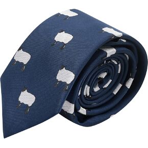 King & Priory Navy Blue Embroidered Sheep Tie