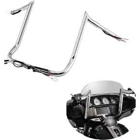 Mofun Pre-Wired 12 Inch Ape Hangers 1 1/4" Handlebar Bagger Handlebar Compatible with Harley Touring Street Glide Electra Tri Glide Ultra Limited 2014-2023, Black
