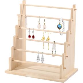 CHGCRAFT 6 Tier Detachable Jewelry Holder Wooden Jewelry Display Stand Wood Jewelry Display Rack for Jewelry Earrings Bracelet Necklace Display