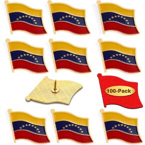 12/50/100Pcs Bolivarian Republic of Venezuela Flag Pins Bulk Enamel Souvenir- Metal Venezuela Lapel Pin Brooch Badge for Men Women Clothes Bags Hats