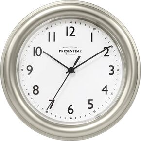 Presentime & Co. 8.5 "Modern Farmhouse Wall Clock ، صامت غير موقور ، لون فضية الصباح (ساعة الحائط للمكتب ، المنزل ، الحمام ، المطبخ ، غرفة النوم ، والمدرسة)