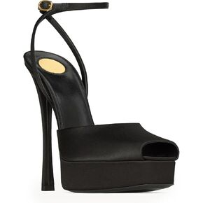 Stiletto High Heel Platform Sandals for Women Peep Square Open Toe Heeled Pumps Ankle Strap Backless Sandals Fashion Casual Dressy Party Shoes