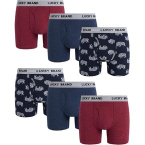 Lucky Brand Mens Boxer Briefs - 6 Pack Soft Stretch Casual Mens Underwear with Functional Fly Pouch Boxers for Men (S-2XL)