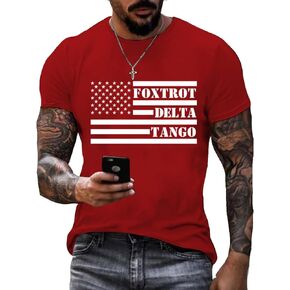 Men's Retro Fdt Printed Casual Crew Neck T-Shirt American Flag Print Tee