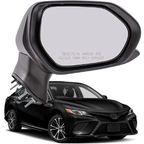 For Toyota Camry Passenger Side Mirror 2018 2019 2020 2021 2022 Replacement Black Right Side Mirror - Non-Heated Manual Folding without turn signals without Blind - TO1321366 87910-06800(3Pins)