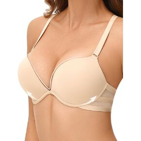 Push Up Padded Bras for Women Add 2 Cups Plunge Low Cut Bombshell T Shirt Bra Underwire Support