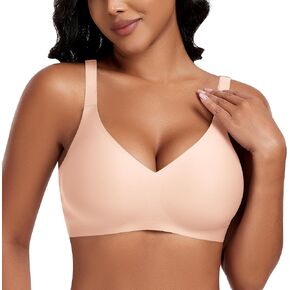 Bras for Women Wireless V Neck Push Up Seamless No Underwire Comfortable Plus Size Everyday Bra Bralettes with Extender