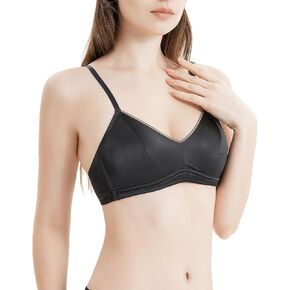 Women's Mulberry Silk Bralette, No Underwire Wireless Bra, Triangle Cup Adjustable Straps