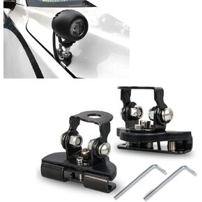 2 PCS Car Hood Spotlight Base Bracket, Adjustable Anti-sway Work Light Mounting Stand, Alloy + Rubber Safety Shock Absorption Without Damaging Car Paint Holder, Universal for Cars (Black)