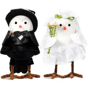 Blosssound 2 Pcs Wedding Gifts for Couples Bride and Groom Plush Bird Engagement Gifts for Newly Engaged Couples Groom to Bride Bird Figurines for Home Wedding Sweet Anniversary Day Table Decoration