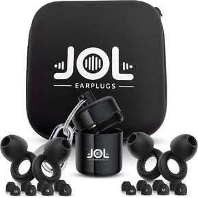 jol earlugs | 2 حزمة | سدادات الأذن السيليكون القابلة لإعادة الاستخدام للنوم والتركيز والعمل | فائق المريح | حماية السمع للشخير ، Tinnitus Relief & Musicians | حالة سلسلة مفاتيح الألومنيوم