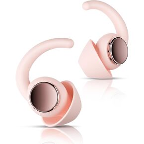 Reusable Silicone Ear Plugs for Sleeping, 30dB SNR, Noise Cancelling for Sleep, Concerts, Travel, Work, Study, 2 Pairs(Light Pink)
