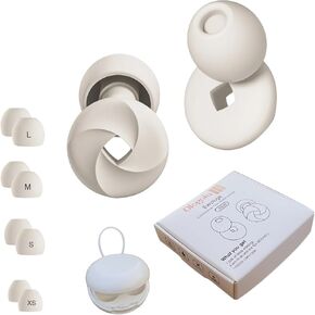 Reusable Silicone Earplugs -33dB Noise Cancelling, Eco-Friendly Plugs for Sleeping, Studying, Travel, Work, Concerts, Meditation – 4 Sizes for Perfect Fit, Includes Carry Case for Storage