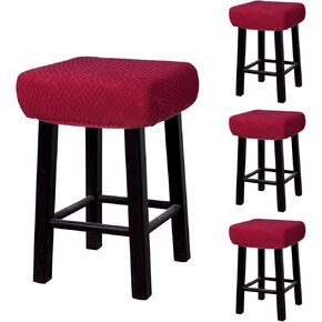 uxcell 4pcs Stool Covers Rectangle, Bar Stool Covers Saddle Seat Cover for Wooden Metal Bench Chair Wine Red