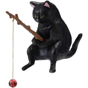 White Cute Fishing Cat Car Dashboard Ornaments Car Interior Decoration Cute Resin Fishing Cat Figures Auto Rearview Mirror Pendant Air Outlet For Car Accessories (Black)