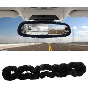 Elastic Plush Auto Rear View Mirror Protector - Stretchy Comfortable Car Rearview Mirror Cover - Automotive Interior Rearview Mirror Decorations - Car Mirror Accessories Universal for Vehicles (Pink)