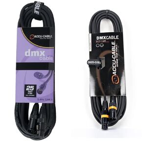 Accu Cable AC5PDMX25, DMX Stage Light Cable, 5 Pin Male to 5Pin Female Connection (25 FT)