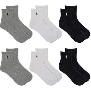POLO RALPH LAUREN Men's 6-Pack Performance Quarter Sock, Grey Assorted, 10-13