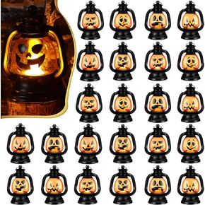 ROCEEI 12 Pcs Halloween Mini Lantern With Flickering LED Candle - 3.54 Inch Pumpkin Decoration Bulk Hanging Table Centerpiece Portable Light up Party Decor for Indoor Outdoor