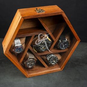 Extra Large Superior Rosewood Honeycomb Watch Box Display Case Holder Collector Organizer for Men, Men's Vintage Watch Storage Box to Store and Keep your Watches Safe and Sophisticated.