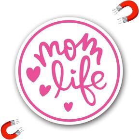 Mom Life Car Magnet Decal, 5 Inch, Premium Quality Rainproof，Automotive Magnet for Car Truck SUV
