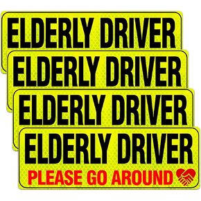 4pcs كبار السائقين مغناطيس للسيارة ، سائق مسن عاكس ، يرجى الالتفاف حول ملصق المصد المغناطيسي ، وعلامة سلامة السائقين القابلة للإزالة من الطقس القابل للإزالة in Kuwait