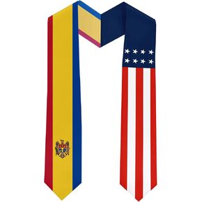 Moldova Flag International Students Graduation Sash Stole Scarves 180 X 13 CM/70 X 5 INCHES Double Sided Graduation Decoration Item