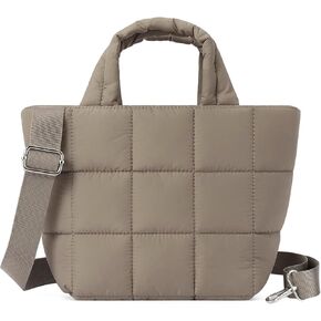 Lushandy Small Puffer Tote Bag, Quilted Nylon Crossbody Bags for Women Mini Puffy Tote Bag Lightweight Soft Shoulder Handbag