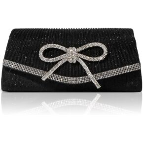 Women Evening Handbags Sparkly Bow Clutch Purse Wedding Glitter Rhinestone Party Prom Purse Dressy Clutch Bags
