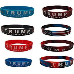 XAM Donald Trump 2024 Bracelets Unisex-Style Trump Save America Again Inspirational Motivational Wristbands Trump 2024 Silicone Bracelets for Women Men