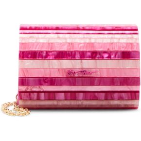 Betsey Johnson Strip Hooray Micro Clutch ، Pink