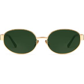 Dollger Trendy Polarized Oval Sunglasses for Women Men Retro Y2k Small Oval Gold Frame Shades