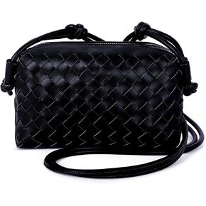 Woven Crossbody Bags for Women,Handwoven Small Purses for Women,Vegan Leather Handbag Trendy Shoulder Bag