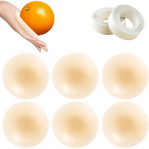 Double Sided Sticky Pasties Nipple Covers - 3 Pairs Silicone Reusable Adhesive Breast Petals for Women Beige