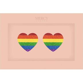 Mercy London Pride Heart Glitter Fasties Nipple تغطي الملصقات للنساء الحب إكسسوارات قوس قزح المجوهرات