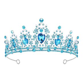 Schmoopy Tiara Crown for Women, Hair Accessories for Party Wedding (1#Blue)