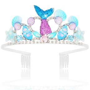 ANBALA Mermaid Crown Crystal Starfish Birthday Crown Seashell Headband for Women and Girls Birthday