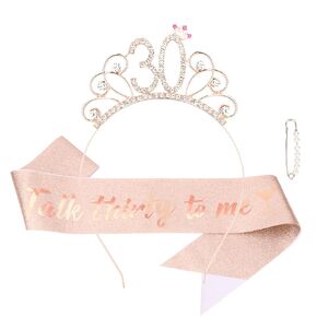 Rose Gold 30th عيد ميلاد Sash و Tiara للنساء ، والنساء 30th عيد ميلاد النساء ، و 30 و Fabulous Birthday Sash و Crown ، وهدايا عيد ميلاد الثلاثين للنساء ، وإمدادات حفلة عيد ميلاد سعيدة الثلاثين