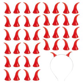 Fingerinspire 20 أزواج من قرون الشيطان إكسسوارات الشعر الأسود هالوين تأثيري الأزياء الرؤوسة رأس الملحقات على شكل قرن