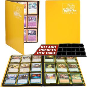 Monster Binder - ألبوم بطاقة تجارية 9 جيوب - أصفر مطفأ - يحمل بطاقات YugiÐMagic وPokemon 360