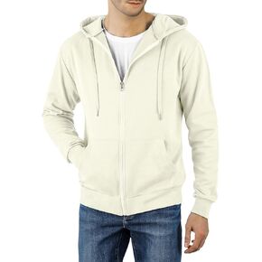 Ohoo Mens Slim Fit Lightweight Zip Up Hoodie Long Sleeve Full-Zip Hooded Sweatshirt with 3-Piece Fabric Panel Hood