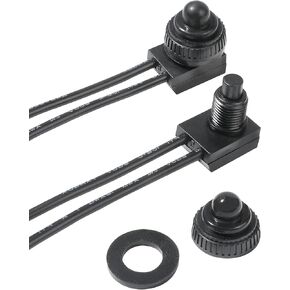 2PCS Push Button Switch,Car Accessories RV Light Switch,12V Waterproof Switch, Waterproof Push-Button ON/Off SPST Switch,Water Proof Switch with 4''Lines for Car Motorcycle RV Bathroom Fan